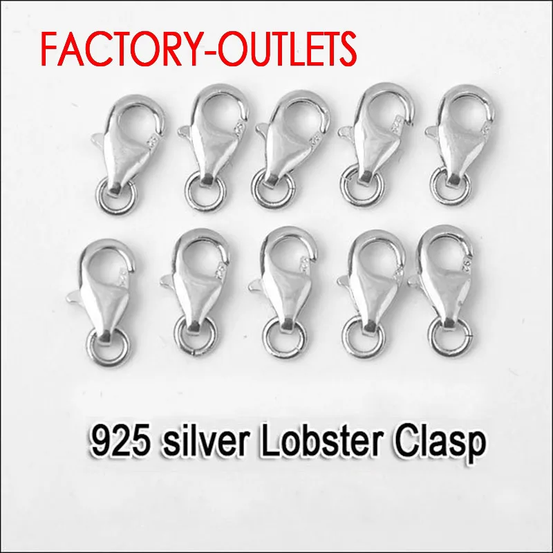 925 Sterling Silver Fast shipping 10pcs Lobster Clasp With Opening Jump Ring Charms  Findings Big Promotion