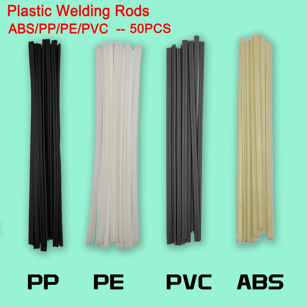 50pcs Plastic Welding Rods Bumper Repair ABS/PP/PVC/PE Sticks Soldering Supplies Grey White Black Beige Color