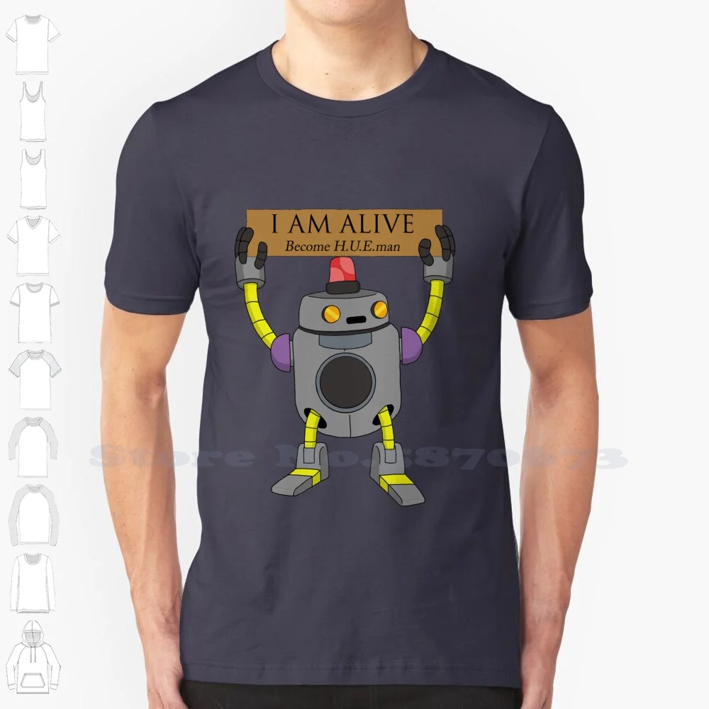 Become H.U.E.Man 100% Pure Cotton T-Shirt Robot H U E Hue Fan Art Gothic Lizzy Alive Become Human