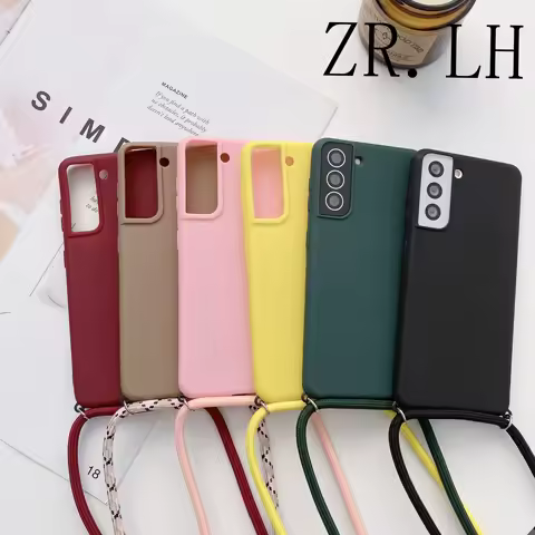Fashion Lanyard Neck Strap Cord Case For Samsung Galaxy S23 S22 S21 S20 ultra A13 A53 A51 A72 A52 A31 A50 A32 Candy color Cover