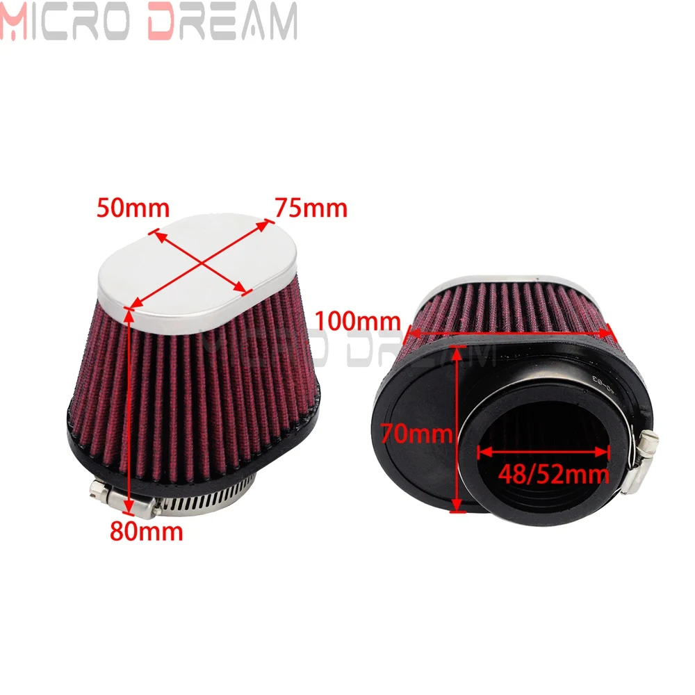 Cafe Racer 48mm 52mm Air Cleaner Oval Pod Filter Universal For Harley  Honda Yamaha Kawasaki Suzuki CB CX500 Bobber Air Filter