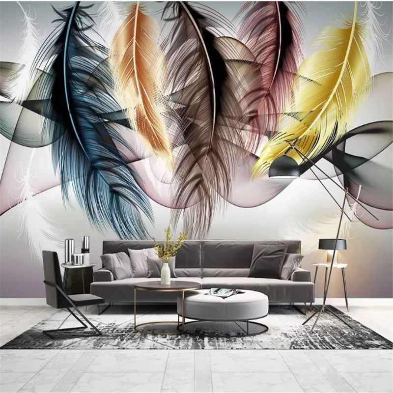 

wellyu papel de parede papier peint Custom wallpaper Feather abstract living room sofa background wall papel mural behang