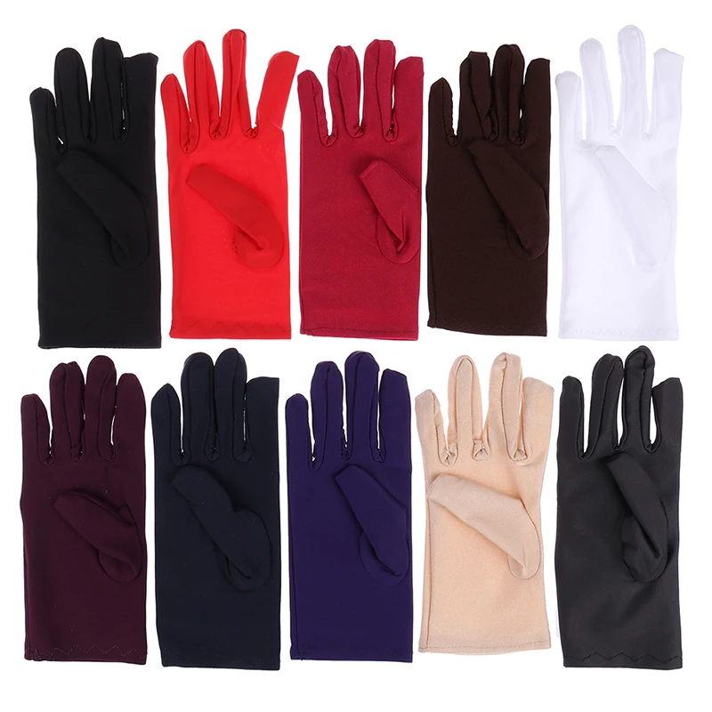 Glove Girl Lady Satin Short Finger Wrist Gloves Smooth Evening Party Formal Prom Costume Stretch Gloves Red White