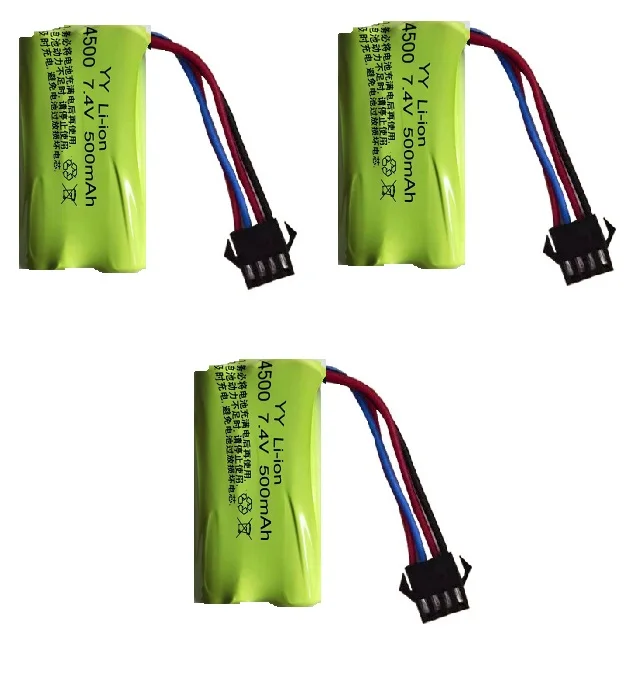 7.4V 500mAh 14500 akumulator litowo-jonowy SM-4P na zabawki elektryczne pistolet pociskowy na wodę zabawki akcesoria 7.4V akumulator do pojazdów RC