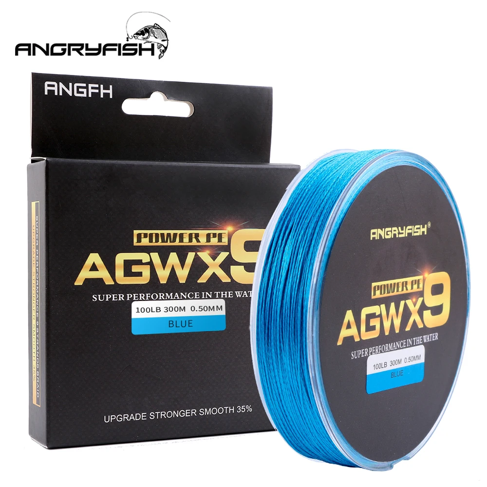 Angryfish 9 strands 300m/327YD Super PE Braided Fishing Line Strong Strength Line Thread Wear resistant