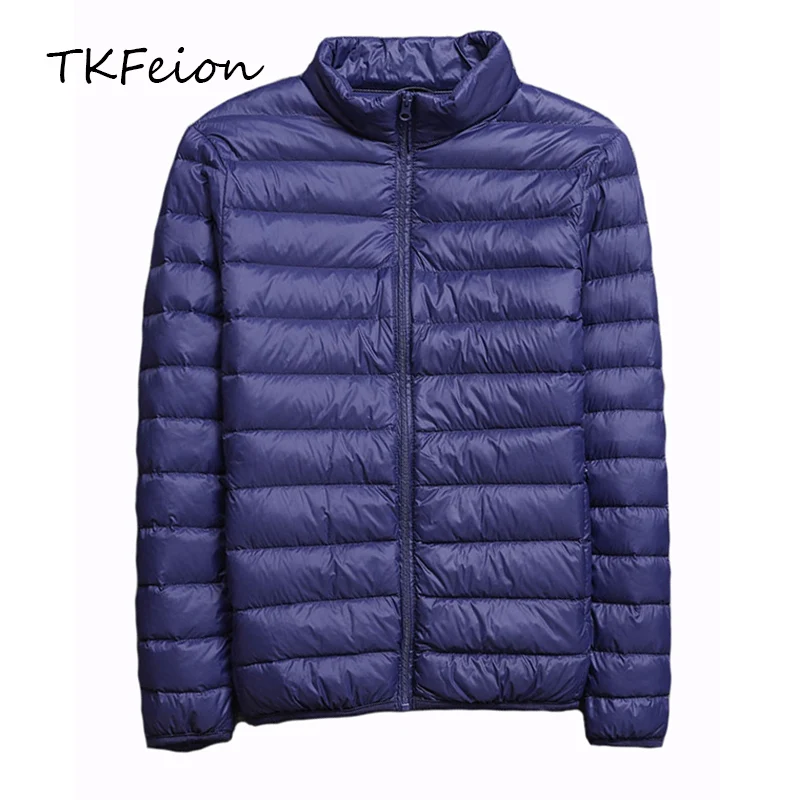 

2019 Spring Autumn Jackets Coats Men Warm Duck Down Filler Ultra Thin Light Plus Size 4XL 5XL Male Winter Coat with Portable Bag