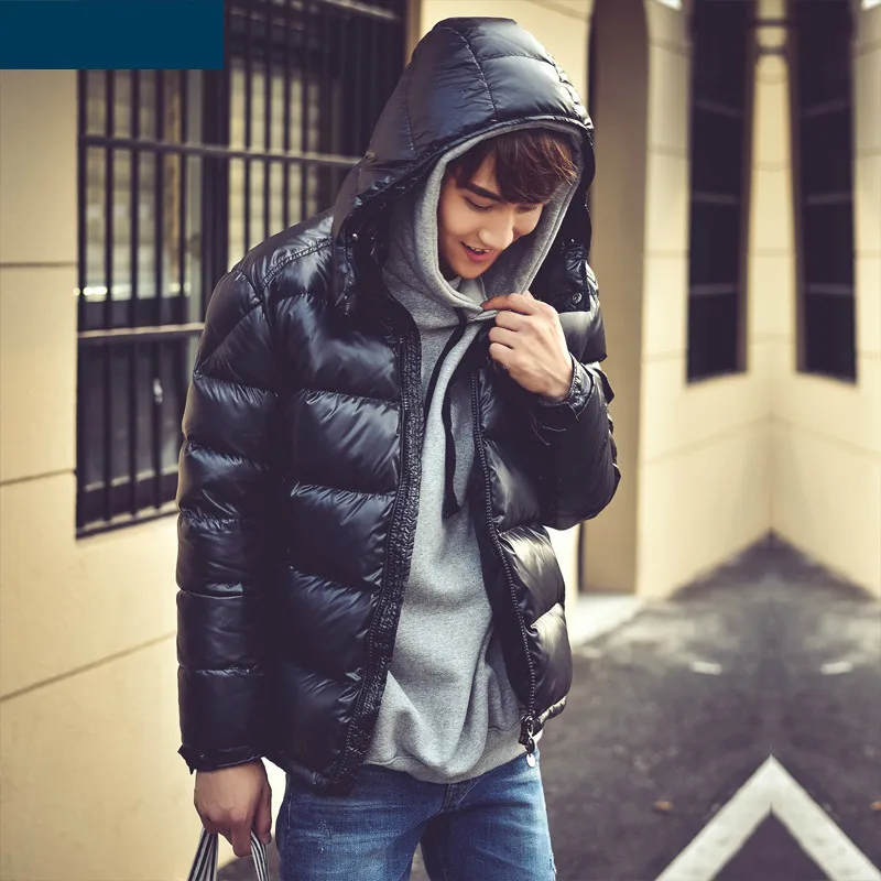 

Men's 90% White Duck Down Jacket Hooded Winter Jacket for Men Thick Short Puffer Coat Man Parka Casaco Masculino KJ758