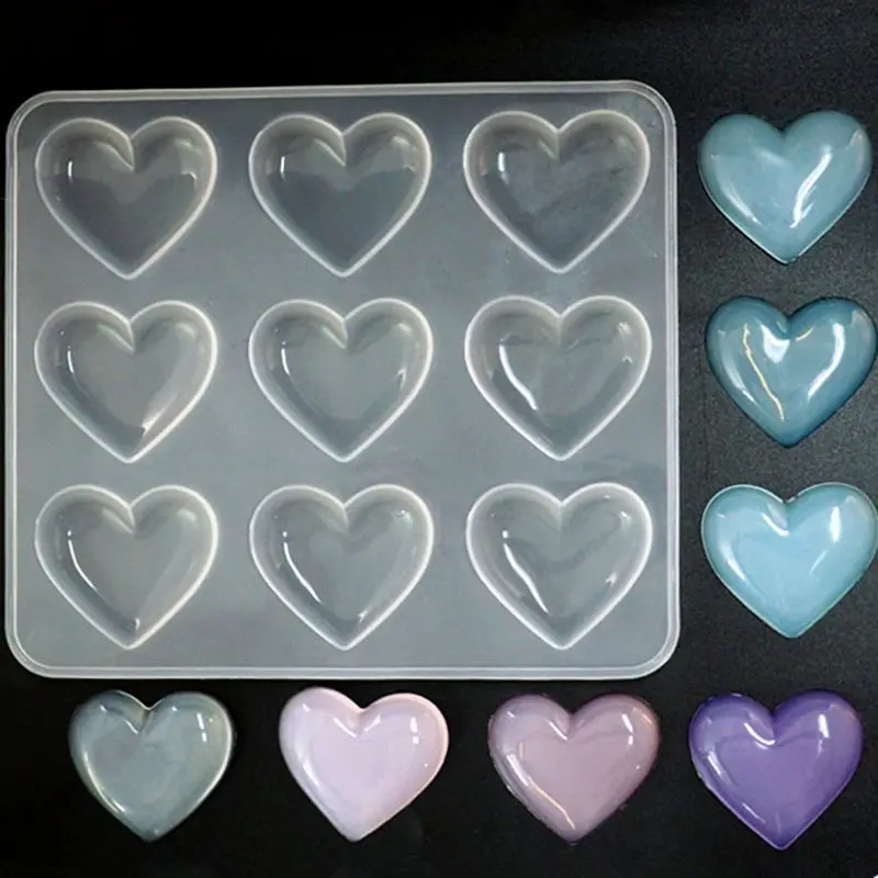 9 Cup Heart Chocolate Silicone Dessert Mould Baking Cupcake Resin Jewelry Mold