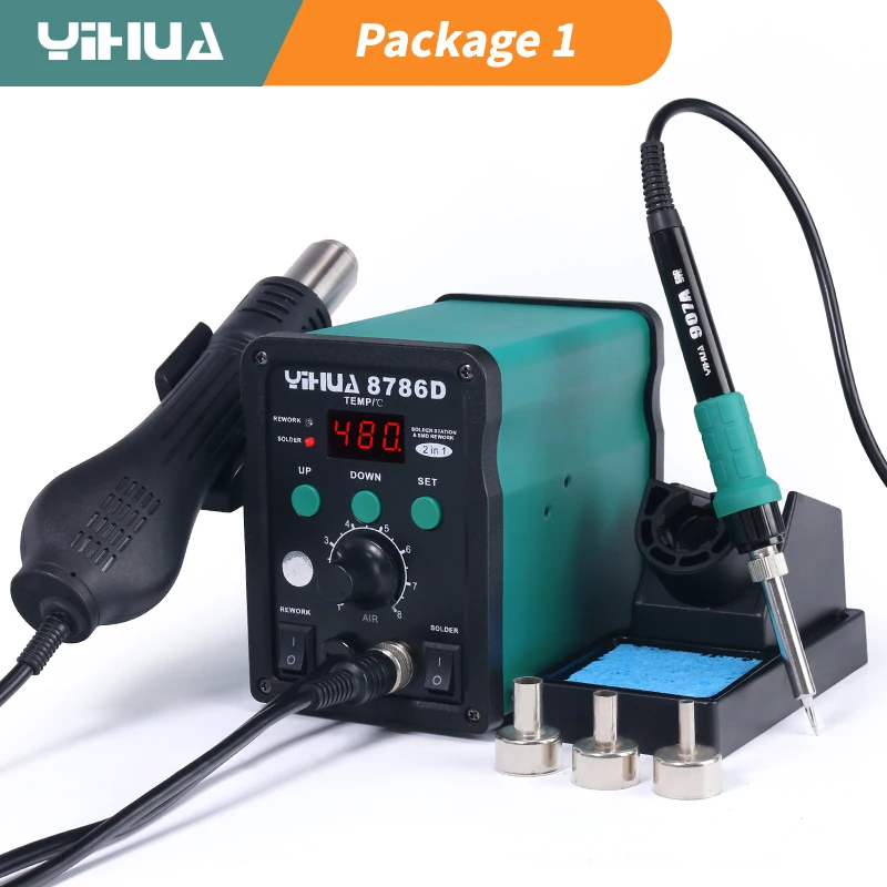 YIHUA 8786D Soldering Iron Hot Air Station BGA Rework Station Phone Repair  SMD Solder Tool Welding Station