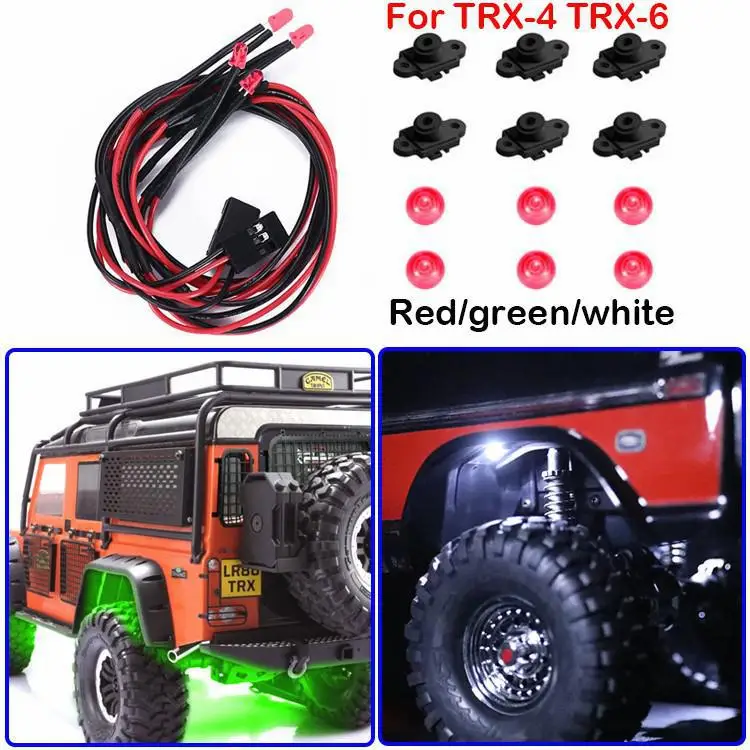 

Suitable for 1/10 RC car For Trax TRX4 Defender G500 Bronco k5 Trx6 g63 wheel arch light red/white/green/ Chassis lights