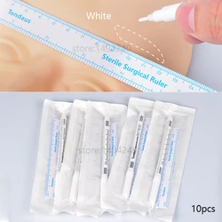 10 pcs Microblading Positioning Pen White Surgical Eyebrow Tattoo Skin Marker Pen Tool Accessories With Measuring Ruler