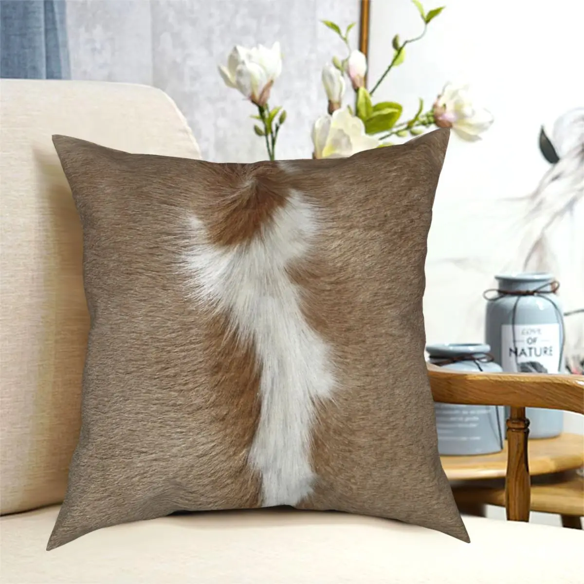 A Patch Of Cowhide Pillowcase Printed Decor Pillow Case for Sofa Seater Cushion Cover