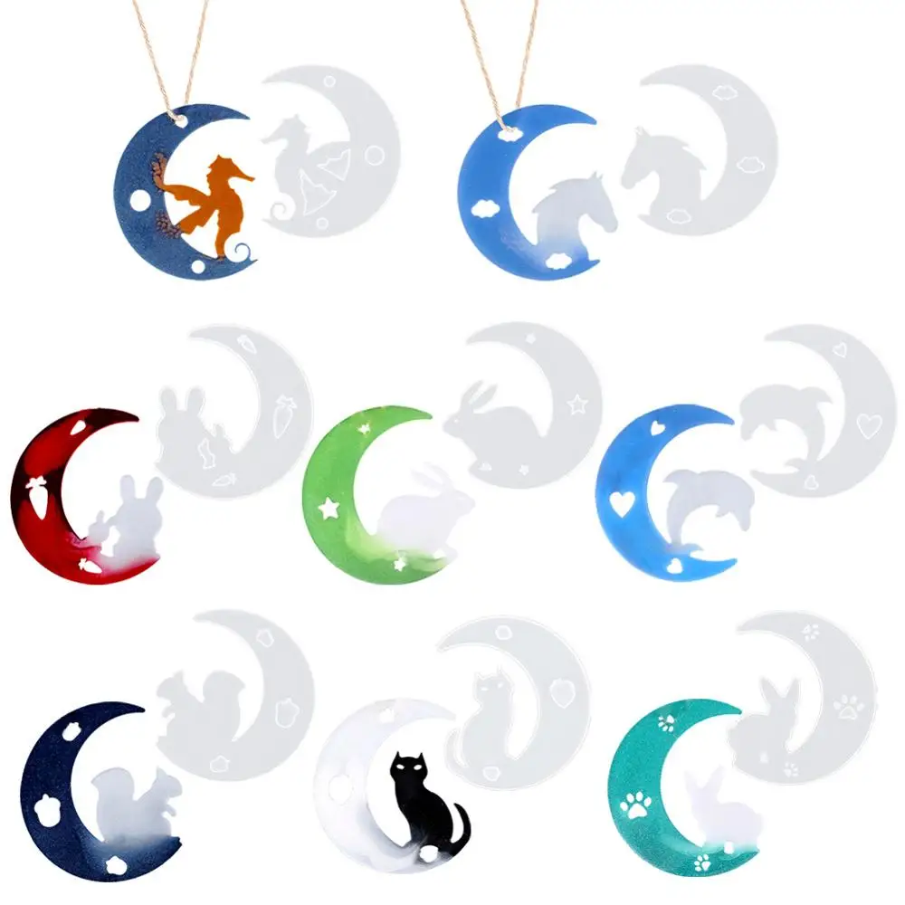 

8 Pcs Moon Silicone Casting Molds Jewelry Tools For DIY Resin Pendants Jewelry Uv Epoxy Artcraft Handmade Making