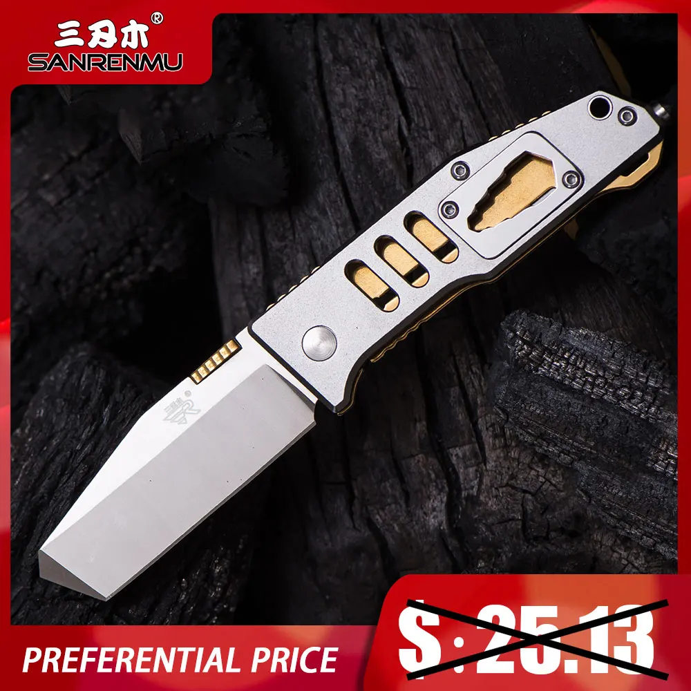 Multi-functional Outdoor Rescue Tool Edc Camping Hunting SANRENMU 7046 Pocket Folding Knife 8cr13mov Blade