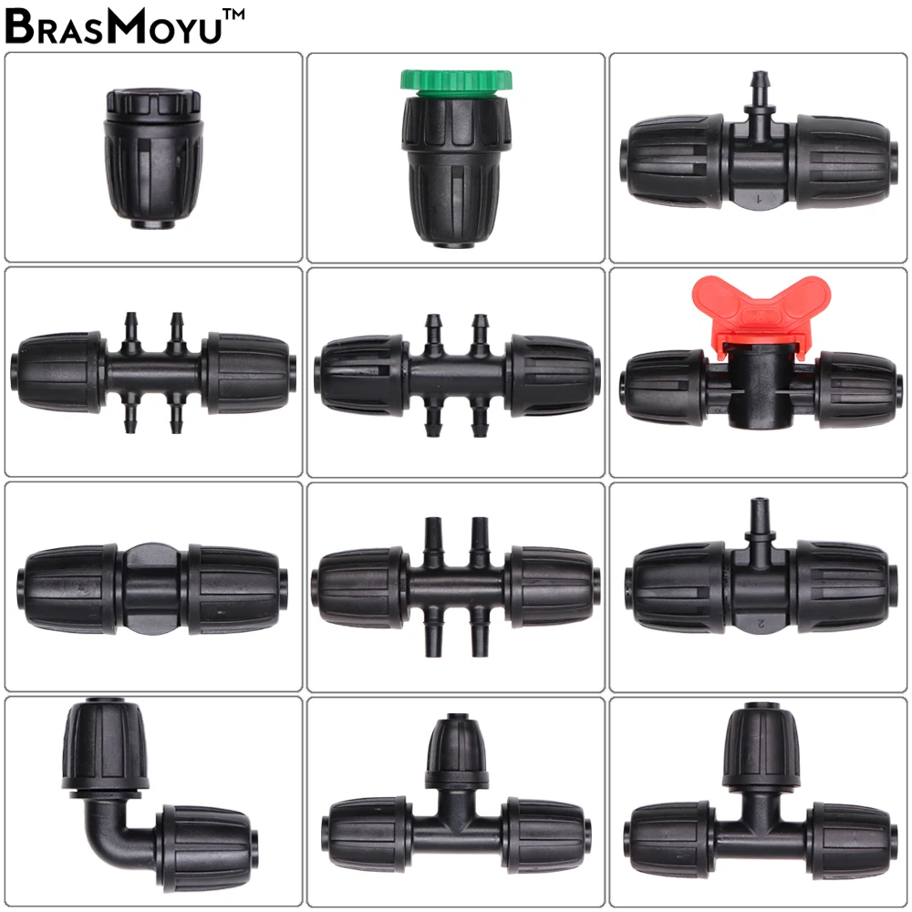 

16mm PE Tubing Water Connecters Irrigation Fittings Connect 8/11mm 4/7mm 3/5mm Hose Sprayer Garden Garden Water Connecter Patio