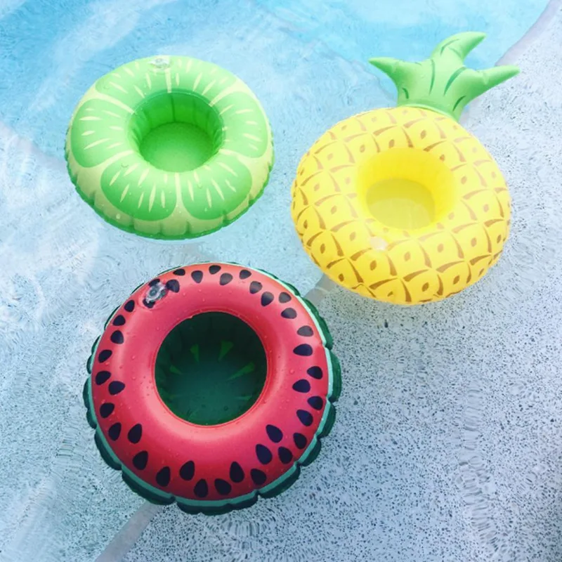 Ins Fruits Inflatable Cup Holder for Pool Pineapple Lemon Float Swimming Ring Drink Beer Holder Beverage Holder Water Fun Party