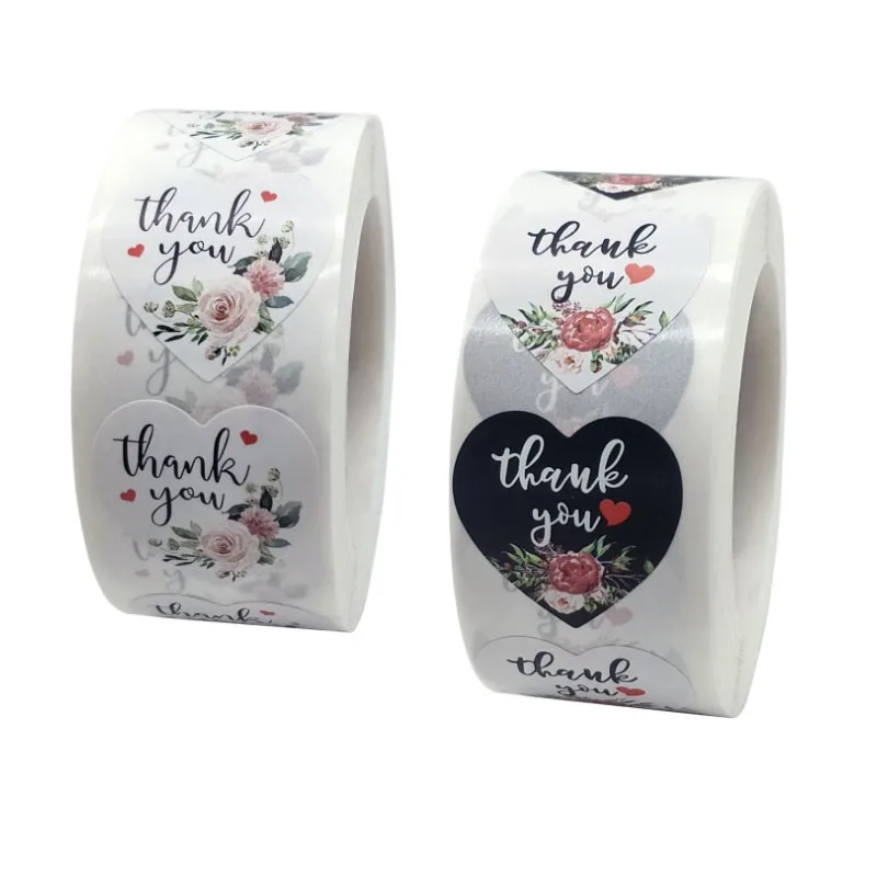 500piece Round Love Heart Flowers Thank You sealing sticker 1inch label Paper bag box packaging DIY 25MM