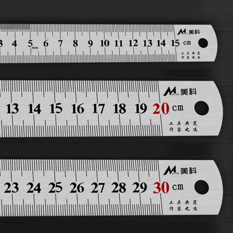 Stainless Steel Ruler15/20/30cm DoubleSide Scale Metal Ruler Thickened Steel Material Quailty Woodworking Drawing Measuring Tool