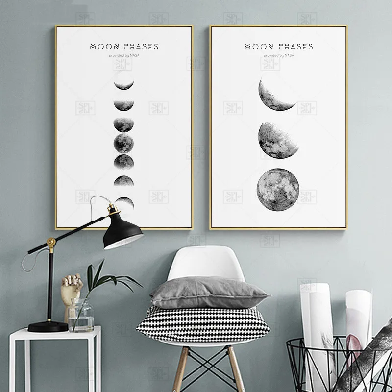 Moon Phase Canvas Posters And Prints Minimalist Wall Art Abstract Painting Nordic Decoration Pictures Modern Home Decor