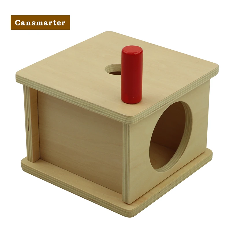 

Montessori Wooden Toy Imbucare Box With Small Cylinder Sensory Educationa Basic Life Skills For Children Baby Geometric Shape