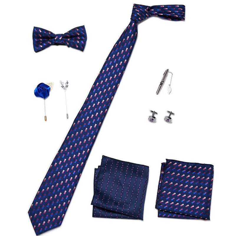 Herren-Krawatten-Set, luxuriöse Geschenkbox, Seidenkrawatte, Krawatten-Set, 8-teilig, innenverpackt, festliches Geschenk, Krawatte, Einstecktücher, Urlaubsgeschenk für Männer – Detail 18
