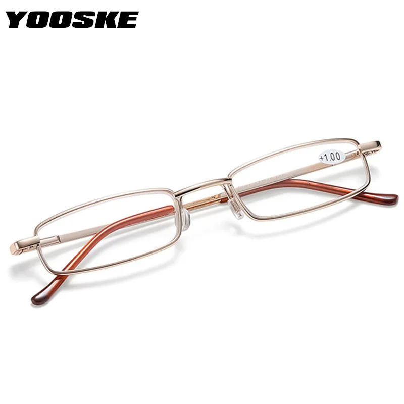 YOOSKE +1.5 2.0 2.5 Reading Glasses Women Men Ultralight Portable Mini Hyperopia Glasses Metal Presbyopia with diopters plus