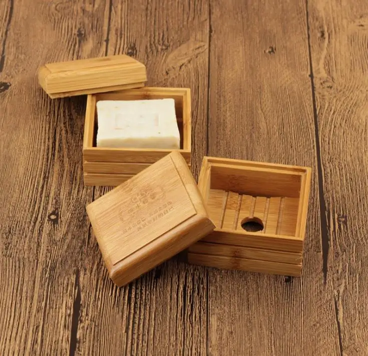 

100pcs Natural Bamboo Soap Dish Wooden Soap Tray Holder Storage Soap Rack Plate Box Container for Bath Shower Plate Bathroom