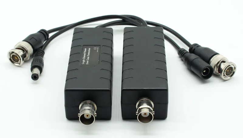 x2pcs one pair single channel power over coax transceiver BNC video DC power adapter transmission to 400m