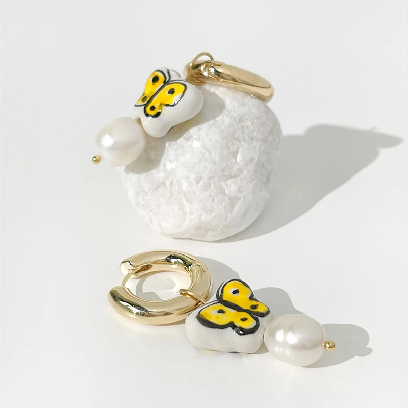 kshmir New fashion freshwater pearl Butterfly earrings natural Baroque fashion earrings designed earrings jewelry girl gift