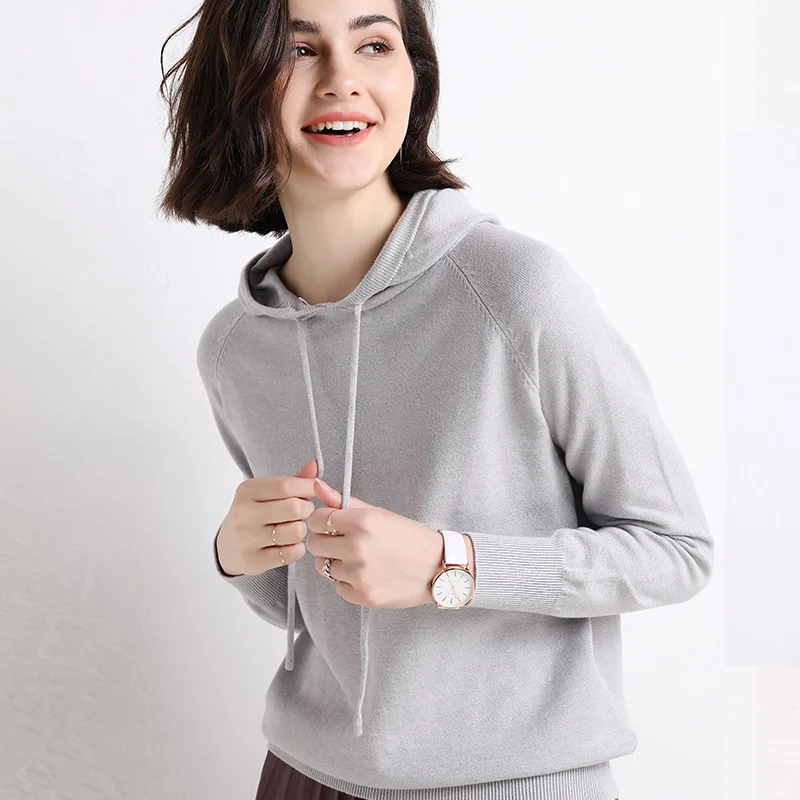 

woman sweater Spring/Autumn Casual Hooded Full Pullovers Korean ladylike simple fall 2020 women small fresh