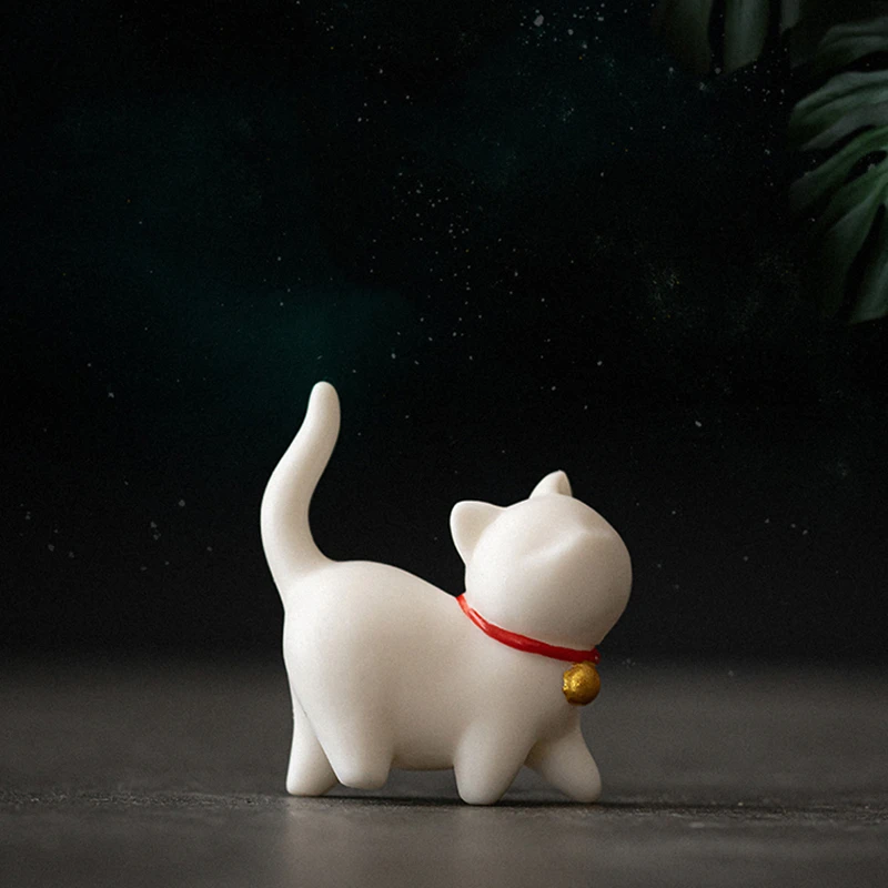 

porcelain cat small size house warming gift china tea pet mascot home table decoration tea play on sales Chinese