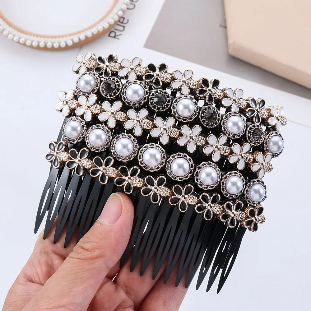 

20 Teeth Pearl Flower Headwear Hairband Inserted Hair Comb Rhinestone Buttons Hair Clip Bangs Hairpins