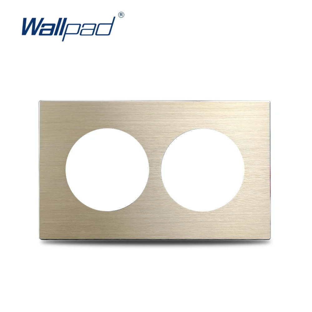 Wall Switch Socket Plate Double Brushed Aluminum Frame Black Silver Gold Brown For L6, 146 * 86mm