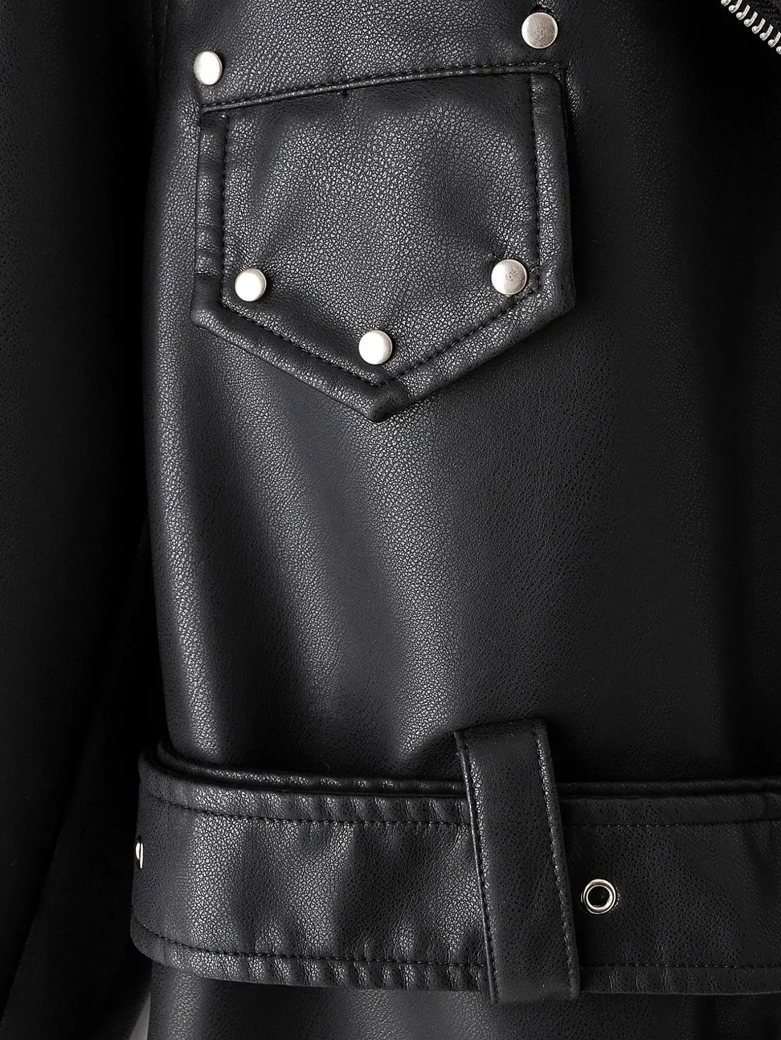 Autunno Delle Donne Del Faux Morbido In Pelle Cappotto del Rivestimento di Preparazione Per La Sera Del Collare Della Chiusura Lampo Dell'unità di elaborazione del Motociclo Cappotto Femminile Rivetto Punk Giacca Nera