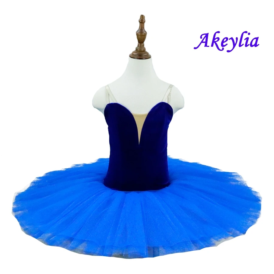 Tutu di balletto con corpetto in velluto vestito blu royal costumi di danza pre-professionale tutu di balletto di scena gonne rosa cielo blu bianco 18044H