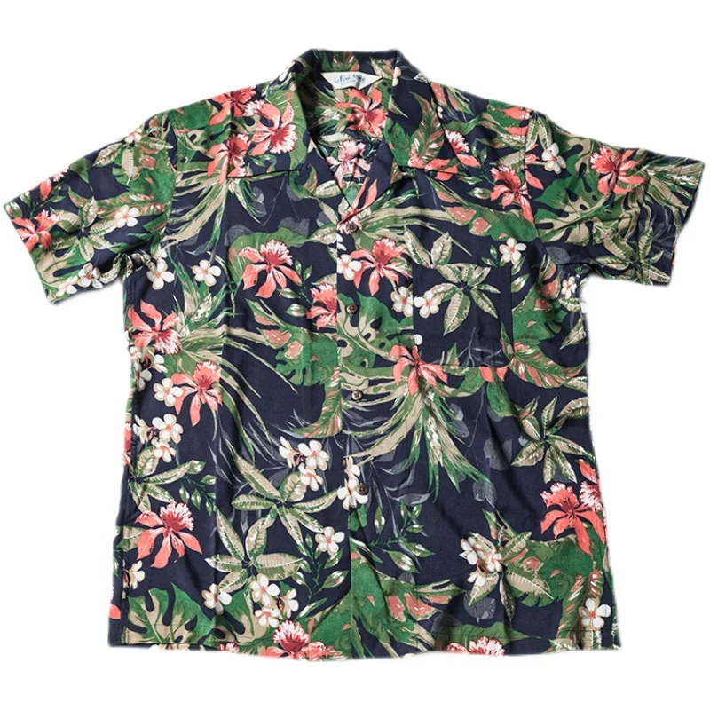 NON STOCK Print Rayon Camp Shirts Summer Holiday Men\'s Aloha Short Sleeve Shirts