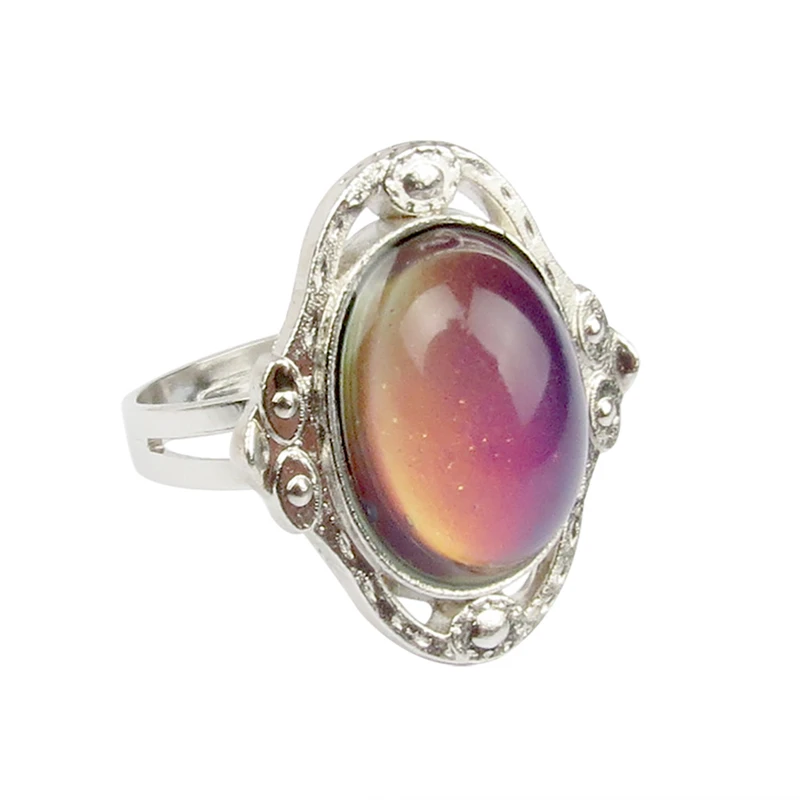 Change Mood Ring Oval Emotion Feeling Changeable Adjustable Ring Temperature Control Color Rings For Women Men Gift