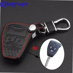 jingyuqin Remote 3 Buttons Car key Leather Case Fob Cover For Chrysler Jeep Dodge Ram Caliber Nitro Patriot Pacifica Liberty