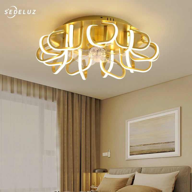 LED Ceiling Fan with Lights Remote Control Bedroom Decor Ventilator Lamp Living Room Dining Room LED Ceiling Fan Lights