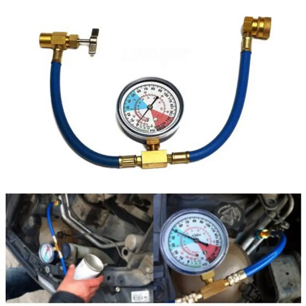 R134A Car Air Conditioning Refrigerant Charging Hose Kit With Pressure Gauge 1/2 Acme AC Recharge Measuring U-Hose Can Tap