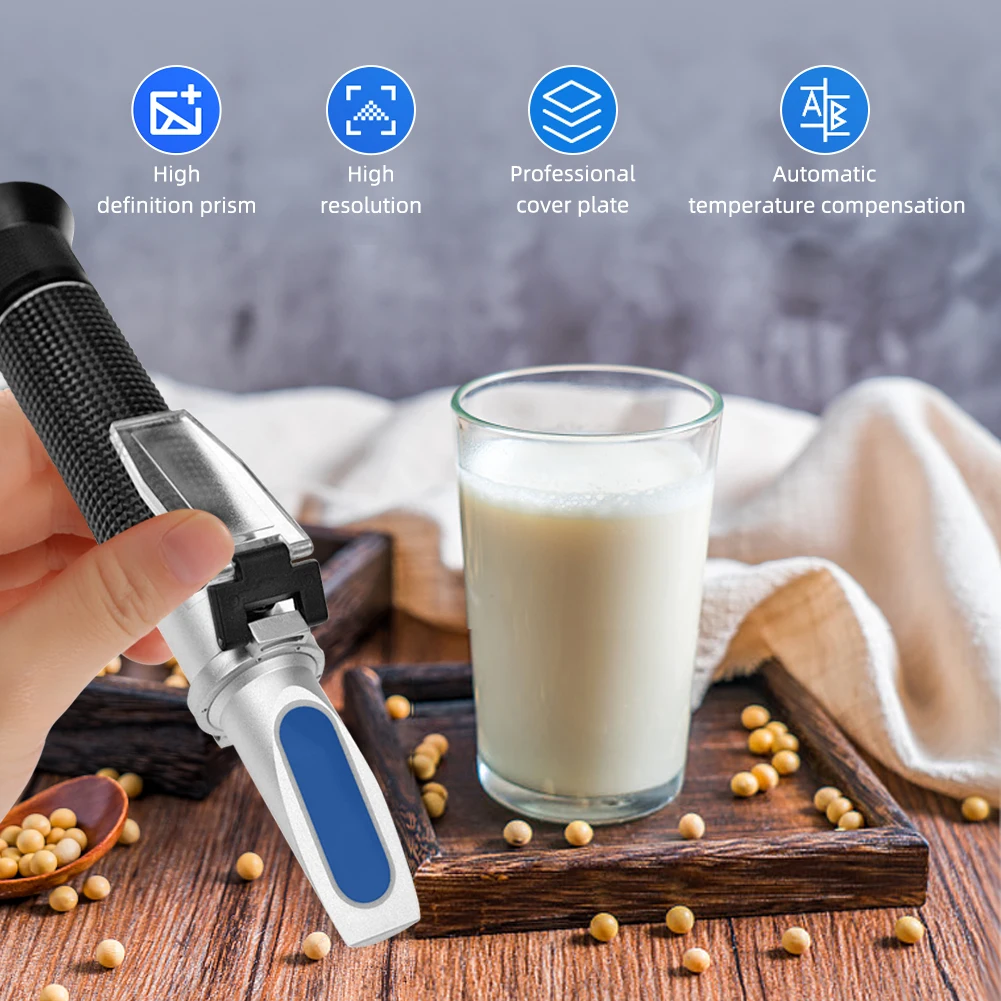 ATC Brix 0-32% Refractometer Sugar Concentration 0-25% Soy Milk Bean Juice Content Meter Liquid Index Tester Measurement Tool