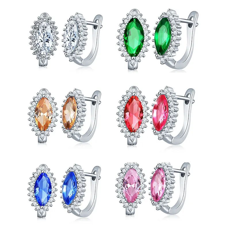 HUAMI 2021 Design Angel Tears Drop Earrings Buckle Oval Shape Multicolor AAA Zircon Fashion Charm Earrings Jewelry for Women