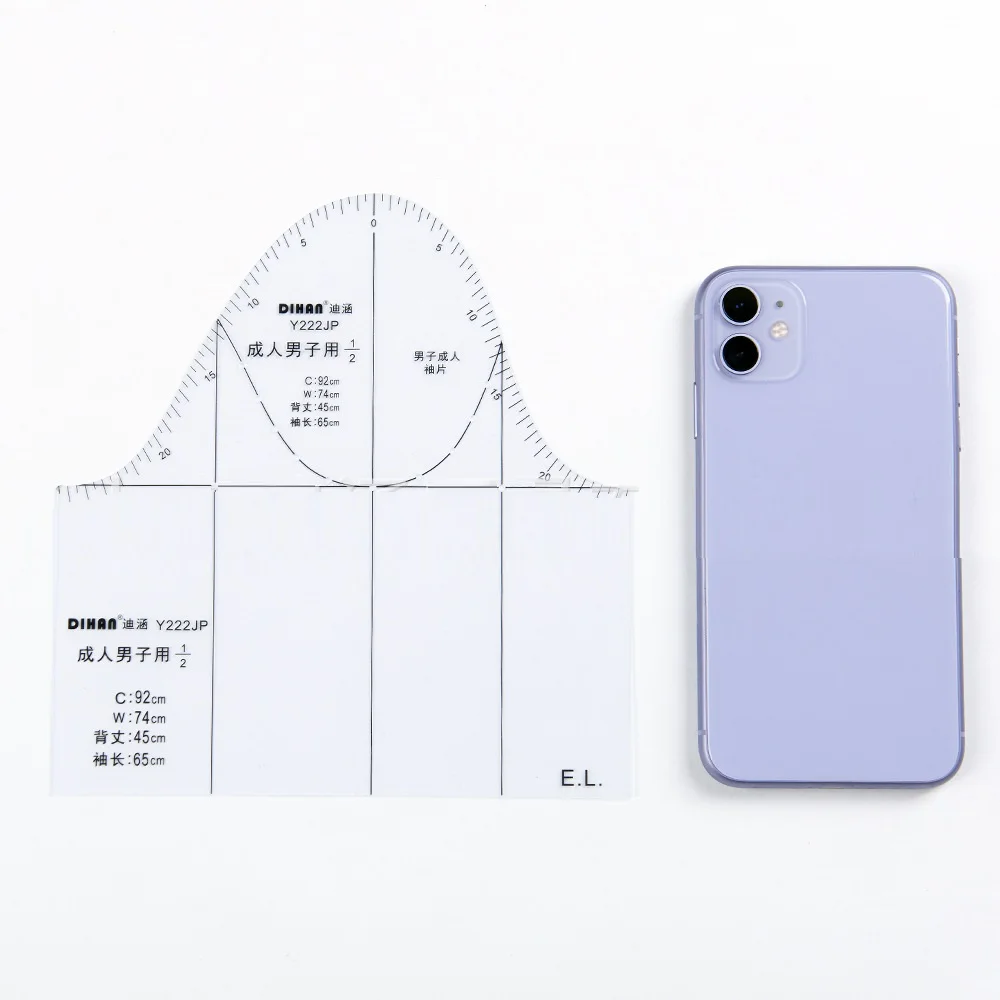 1:2 Men Sleeve Pattern Making Ruler 1/2 Scale Plastic Sewing Ruler