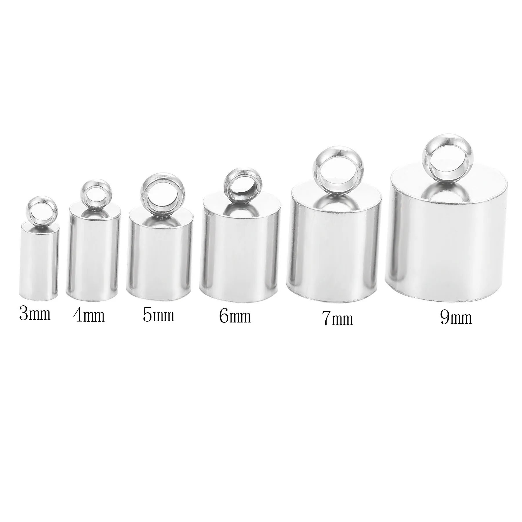 20pcs/Lot Stainless Steel End Bead Caps 3 4 5 6 7 8 9mm End Tip Cap for DIY Necklace Jewelry Making Accessories Supplies