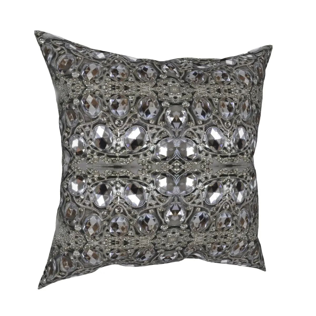 Trendy Pretty Rhinestone Crystal Square Pillowcase Creative Zipper Decorative Sofa Seater Cushion Cover Wholesale 45*45cm