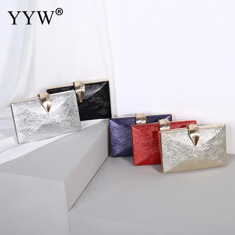 Portable Women Wedding Envelope Handbag Metal Leaf Lock Clutch Party Purse For Bridal Fashion Chain Crossbody Shoulder Lady Bag