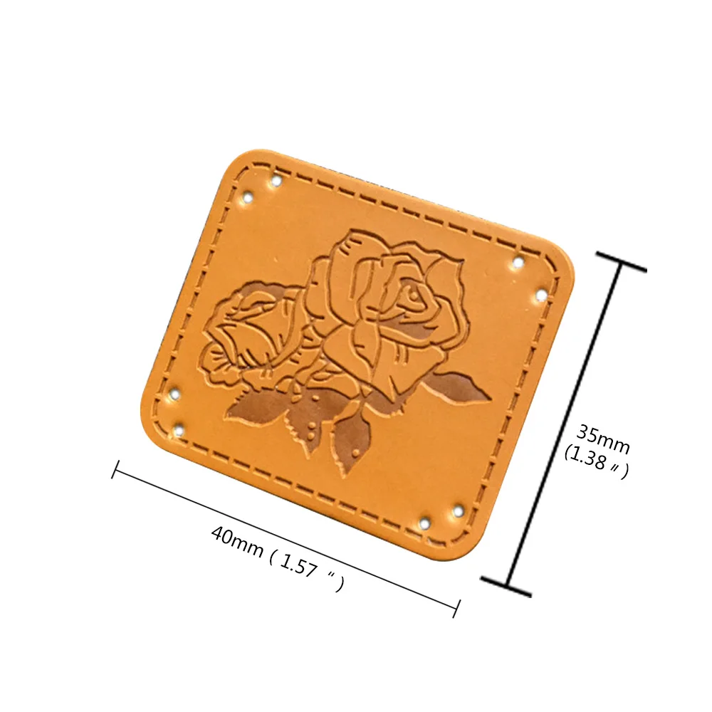 Backpack Flower Leather Handmade Labels With Rose Logo For Gloves Hand Made Leather Patches For Scarf Tags Accessories