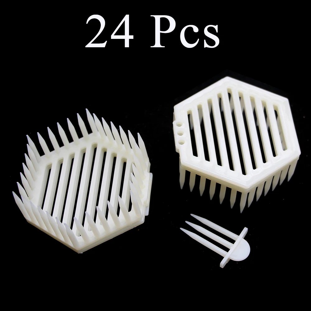 

24PCS Virgin Bee Cage Professtional Intruduction Swarm Plastic Needle Type Queen Rearing Apiculture Tools Supplies Beekeeping