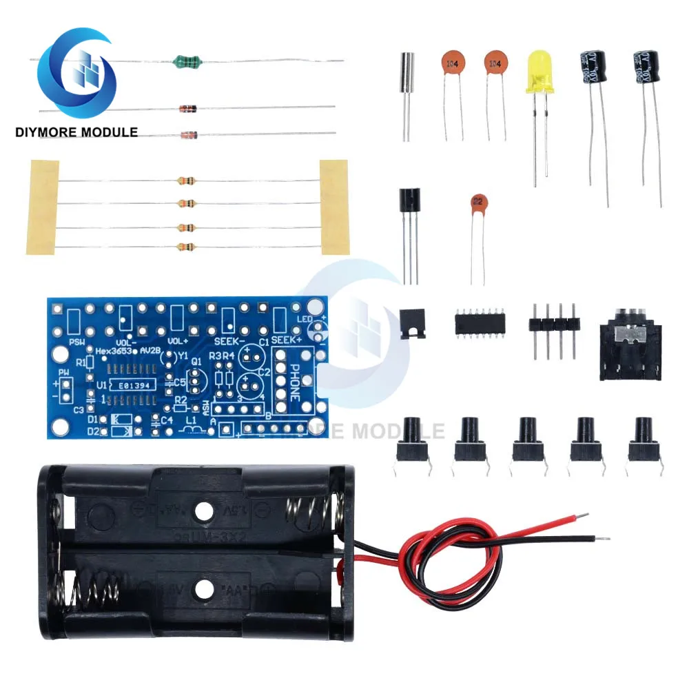 76-108MHZ FM Radio DIY Kit Set Wireless Radio Audio Receiver 1.8-3.6V Electronic Circuit PCB For Learning Welding