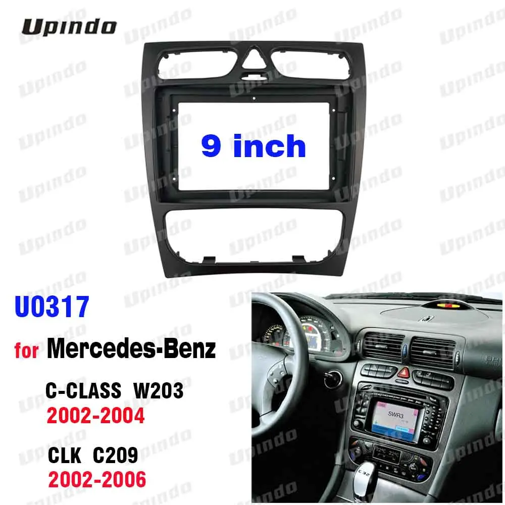 

2 Din 9 Inch Car Radio GPS Mp5 ABS+PC Plastic Fascia Plane Frame for Mercedes-Benz C-CLASS W203 CLK C209 2002-2006 Dash Kit